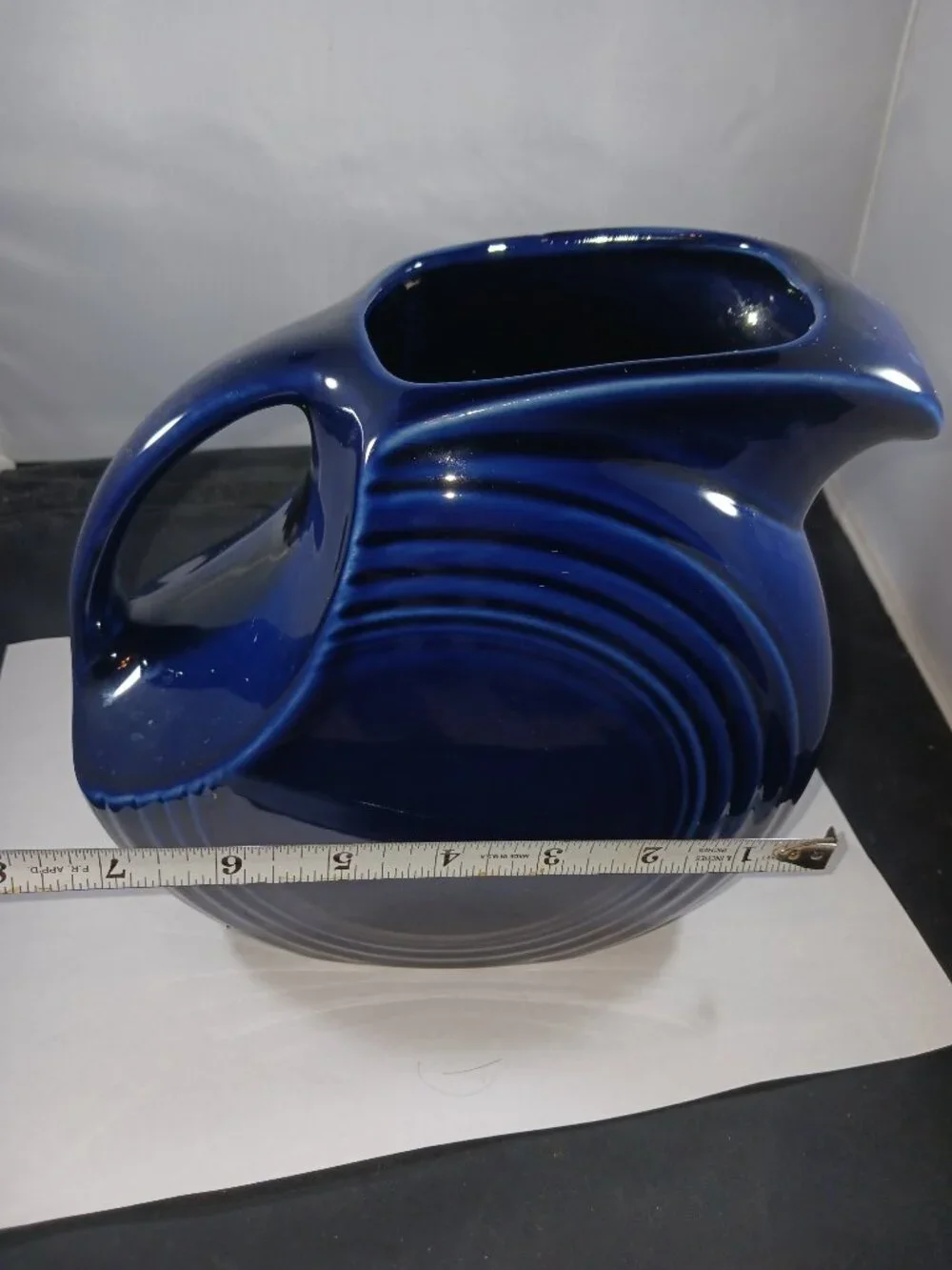 Fiestaware Vintage Large Disc Water Pitcher Cobalt Blue Ceramic Homer Laughlin